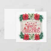 Merry Christmas Poinsettia Flowers  シーズンカード (正面/裏面)