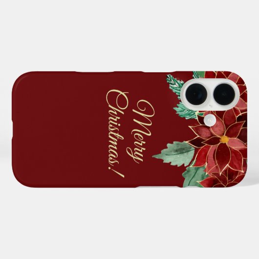 Merry Christmas Poinsettia iPhone Cases Case-Mate iPhoneケース (裏面 (横))