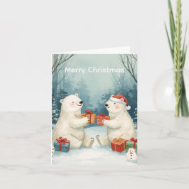 Merry Christmas Polar Bear Presents Christmas Card シーズンカード