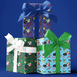 Merry Christmas Police Officer Santa Cop Car ラッピングペーパーシート