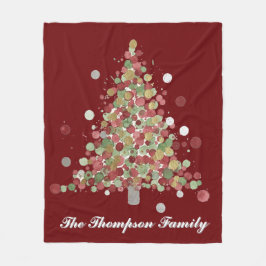 Merry Christmas Polka Dot Tree フリースブランケット