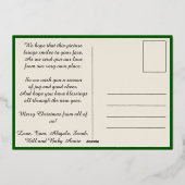 Merry Christmas Post Card Family Photo Poem Green 箔シーズンカード (裏面)