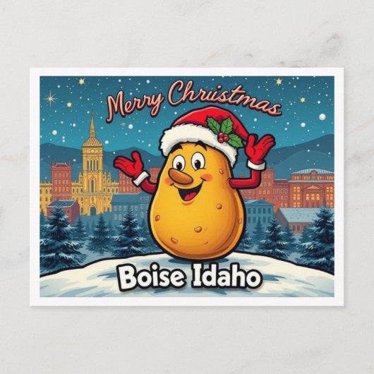 Merry Christmas Potato Boise Idaho シーズンポストカード (正面)