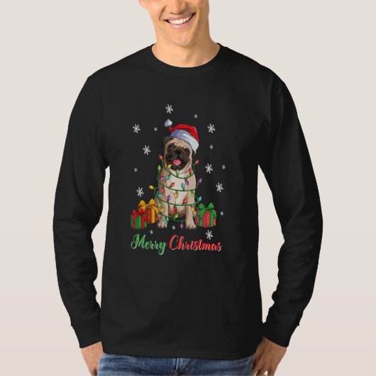 Merry Christmas Pug Dog  Ugly Xmas 1 Tシャツ (正面)