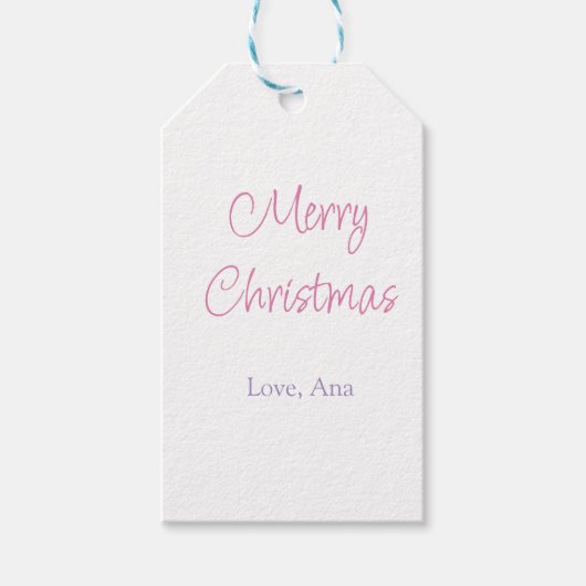 merry christmas purple pink name love holiday simp ギフトタグ (正面)