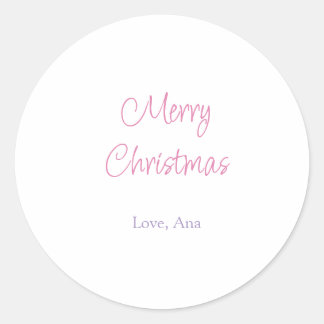 merry christmas purple pink name love holiday simp ラウンドシール