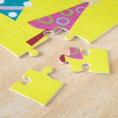 Merry Christmas Puzzle Christmas Trees Pink Blue ジグソーパズル (側面)