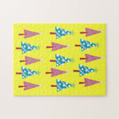 Merry Christmas Puzzle Christmas Trees Pink Blue ジグソーパズル (横)