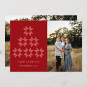 Merry Christmas Quilt star Holiday Design シーズンカード (正面/裏面)