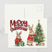 Merry Christmas Rabbits ポストカード (正面/裏面)