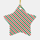 Merry Christmas Red and Green Candy Cane Custom セラミックオーナメント (裏面)