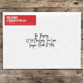 Merry Christmas Red and White Return Address ラベル
