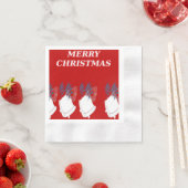 Merry Christmas Red and White Text Holiday Napkin 縁ありカクテルナプキン (インサイチュ)