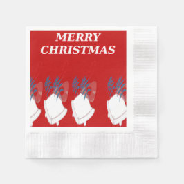 Merry Christmas Red and White Text Holiday Napkin 縁ありカクテルナプキン
