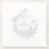 Merry Christmas-Red Berries & Bullfinch ガラスコースター (裏面)