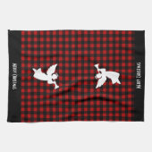 Merry Christmas Red & Black Buffalo Plaid Angel キッチンタオル (横)