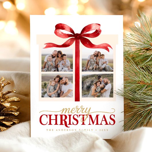 Merry Christmas Red Bow シーズンポストカード