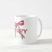 Merry Christmas Red Bow Mug コーヒーマグカップ (正面右)