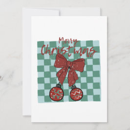 Merry Christmas Red Bow Ornaments Design 招待状
