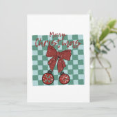 Merry Christmas Red Bow Ornaments Design 招待状 (スタンド正面)