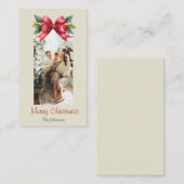 Merry Christmas Red Bow Personalized Photo Card ノートカード (正面/裏面)