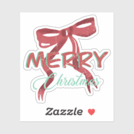 Merry Christmas Red Bow Sticker シール