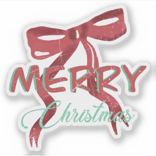 Merry Christmas Red Bow Sticker シール (正面)