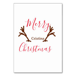 Merry Christmas red brown reindeer horn holiday te テーブルナンバー