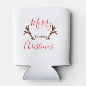 Merry Christmas red brown reindeer horn holiday te 缶クーラー (裏面)