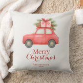 Merry Christmas Red Car – Personalized Holiday  クッション (ブランケット)