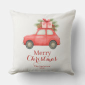 Merry Christmas Red Car – Personalized Holiday  クッション (正面)