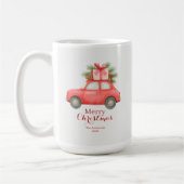 Merry Christmas Red Car – Personalized Holiday  コーヒーマグカップ (左)