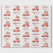 Merry Christmas Red Car – Personalized Holiday ラッピングペーパー (フラット)