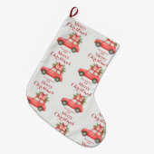Merry Christmas Red Car – Personalized Holiday ラージクリスマスストッキング (正面 (吊り時))