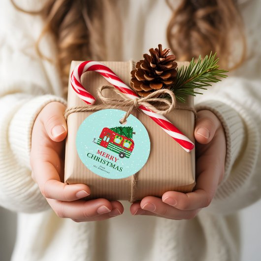 Merry Christmas Red Caravan Christmas Tree Custom フェイバータグ