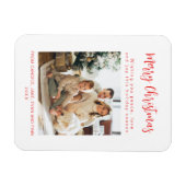 Merry Christmas Red Family Photo Holiday Card マグネット (横)