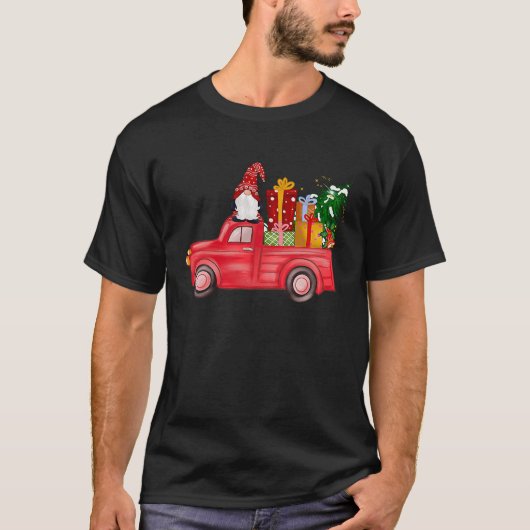 Merry Christmas Red Gnome Truck Funny  Men Women K Tシャツ (正面)