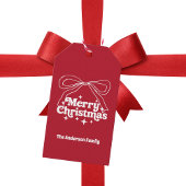 Merry Christmas red hand-drawn bow retro ギフトタグ