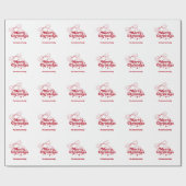 Merry Christmas red hand-drawn bow retro ラッピングペーパー (フラット)