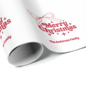 Merry Christmas red hand-drawn bow retro ラッピングペーパー (ロールコーナー)
