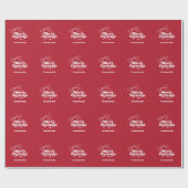 Merry Christmas red hand-drawn bow retro ラッピングペーパー (フラット)