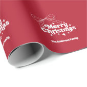 Merry Christmas red hand-drawn bow retro ラッピングペーパー (ロールコーナー)