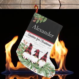 Merry Christmas Red Hat Plaid Gnome スモールクリスマスストッキング