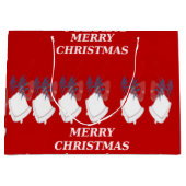 Merry Christmas Red Large Christmas Bell Gift Bag ラージペーパーバッグ (正面)