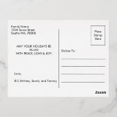 Merry Christmas Red Ornaments with Name 箔シーズンポストカード (裏面)