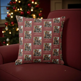Merry Christmas Red Photo Holiday クッション