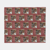 Merry Christmas Red Photo Holiday フリースブランケット (正面(横))