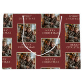 Merry Christmas Red Photo Holiday ラージペーパーバッグ (正面)