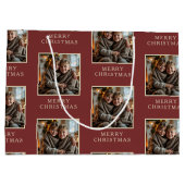 Merry Christmas Red Photo Holiday ラージペーパーバッグ (裏面)