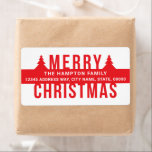Merry Christmas Red Pines Address ラベル<br><div class="desc">Send Christmas Greetings to family and friends with this personalized sticker</div>